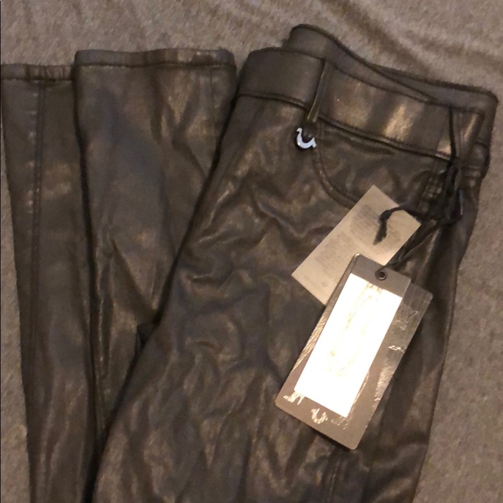 True Religion Runway Legging Black Leather XS NWT